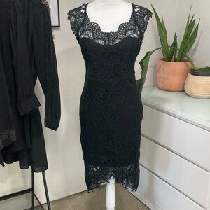 Free People Lace Midi Dress Size M Black Boho